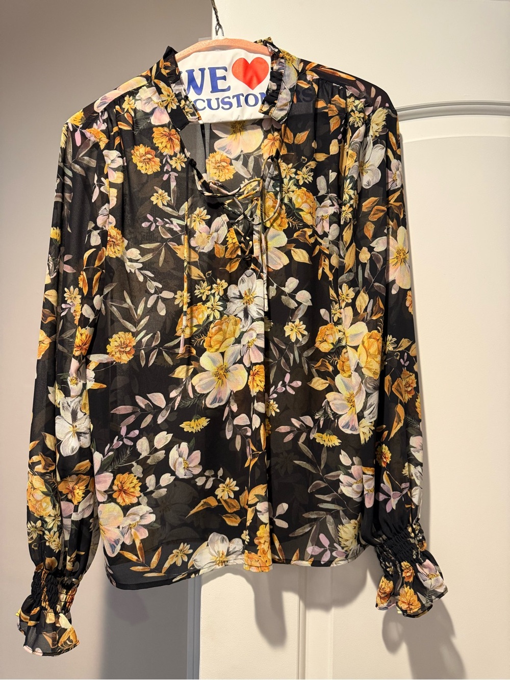 Generation Love Black Floral Sheer Blouse